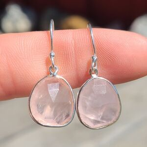 Faceted Rose Quartz - Madagascar 925 Earrings
